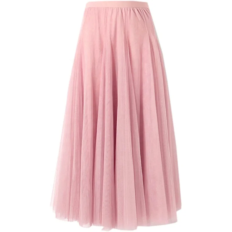 Womens Long Bridesmaid Tulle Skirts White Mesh Layered Dress Flowy Formal Wedding Attire Dance Clothes Black Skirt