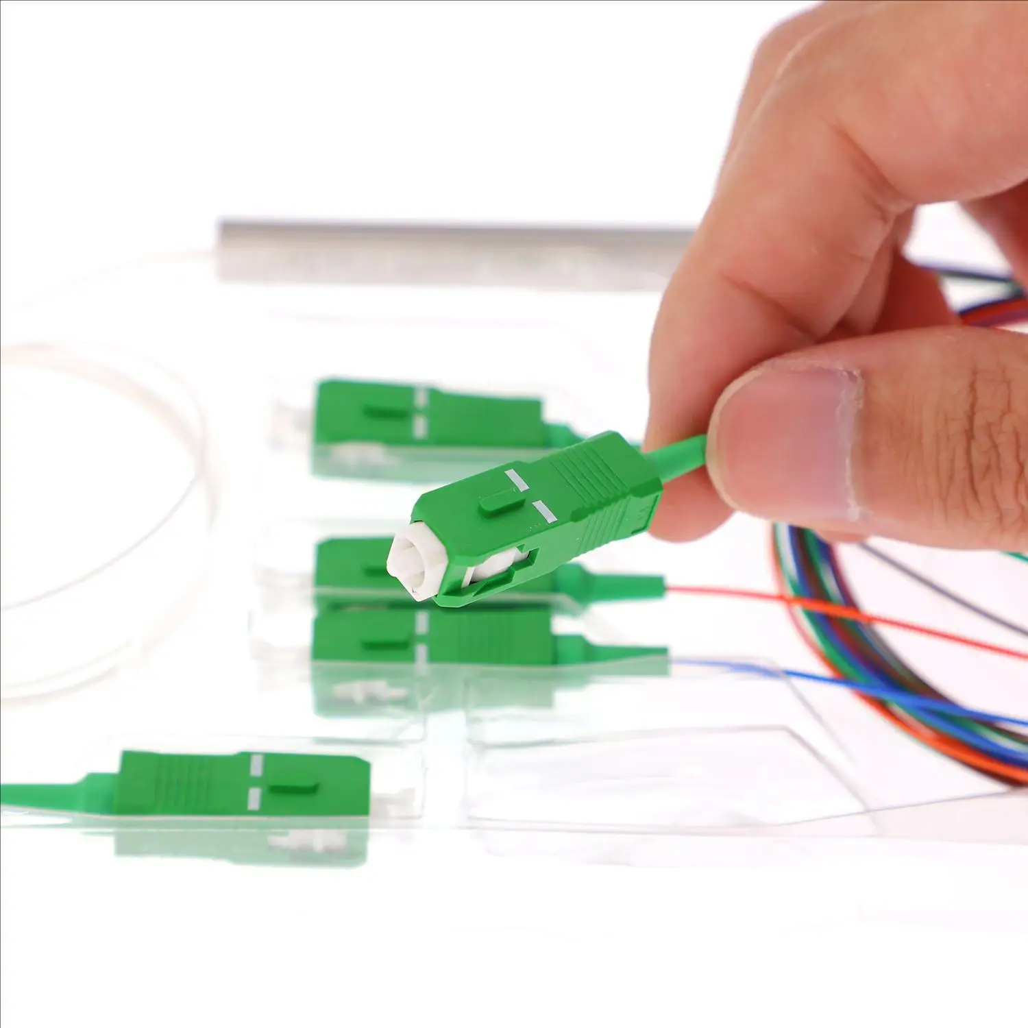 Factory Price 1x2 ABS Box type PLC Splitter Single Mode Fiber Optical ABS Box Type plc 1x2 PLC splitter with SC Connector