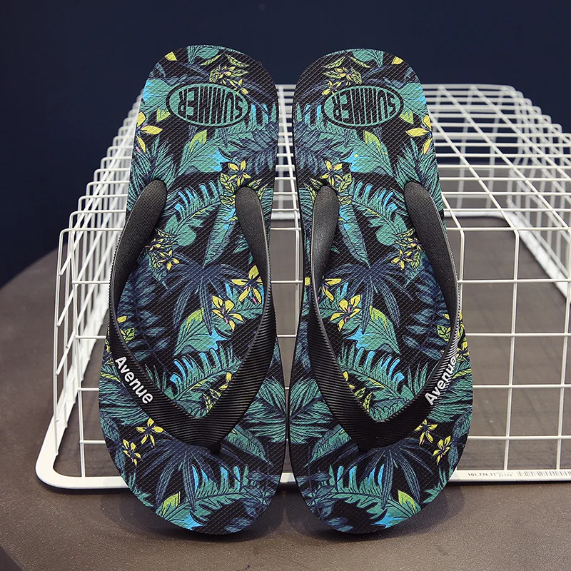 Wholesale Summer Beach Unisex Women Casual Printed Pe Rubber Sole Pvc Thong Fashion Trend Beach Slippers Flip Flops