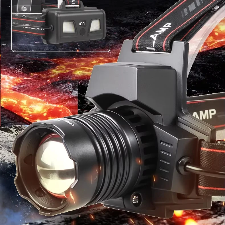 Новый Модернизированный 30 Вт Type-c перезаряжаемый головной фонарик зум 2000 м фара для рыбалки дальнобойные Фонари Светодиодные Мощные фары