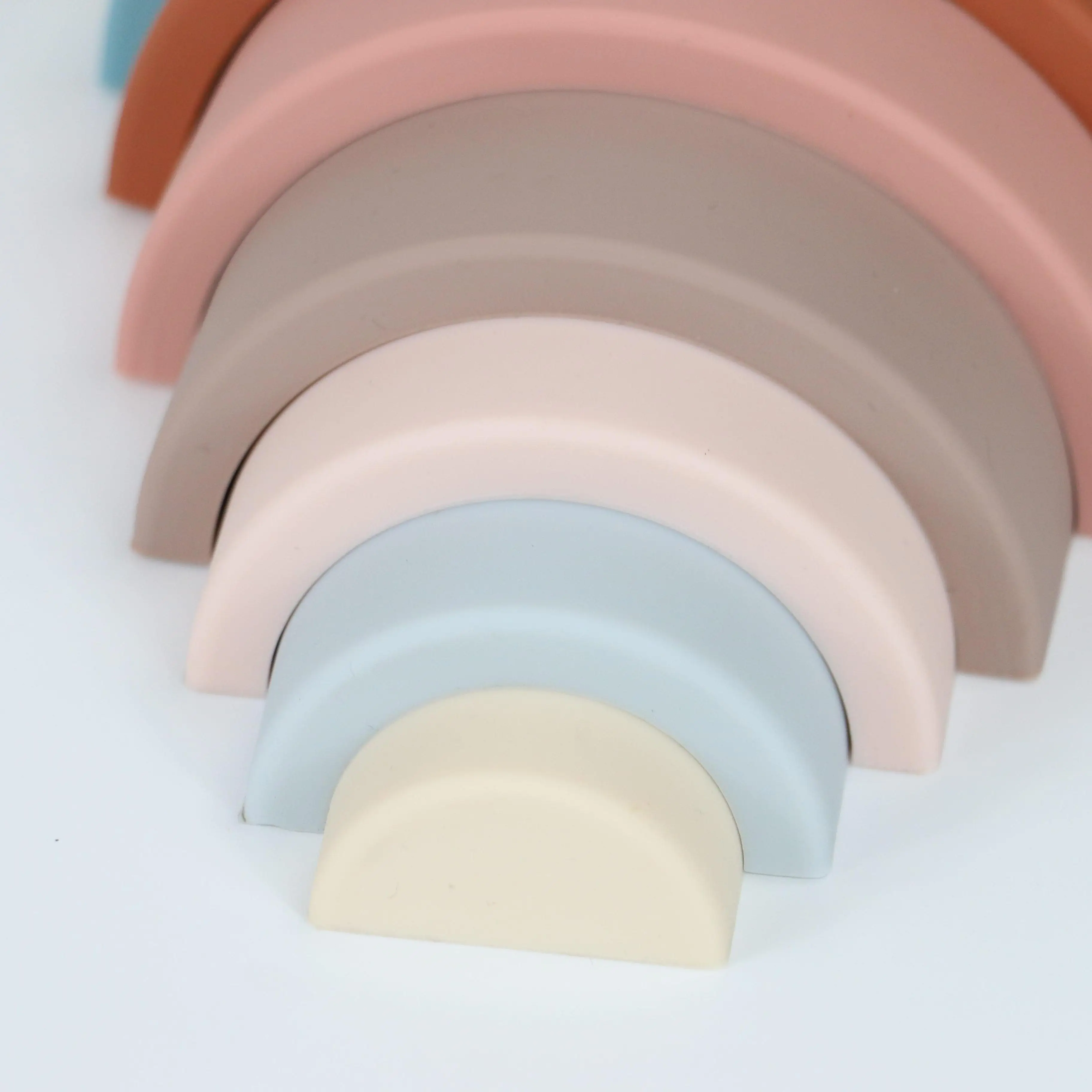 custom Children DIY 8 layers Rainbow silicone educational stacking teether toys for montessori kinderg baby kids teething puzzle