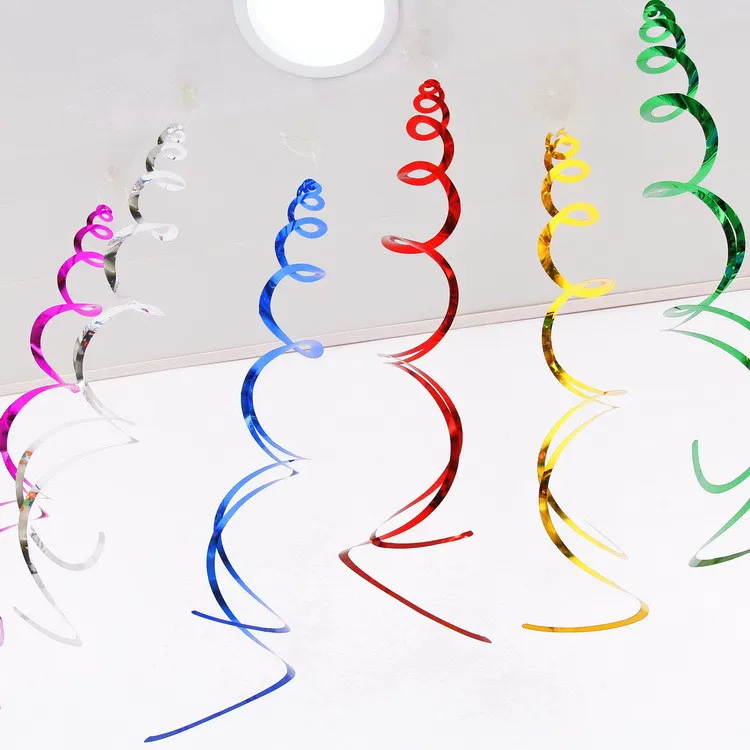 Spiral Pendant Dangling Swirls Metallic Ceiling Hanging Streamers Ornament Christmas Wedding Birthday Balloons Party Decorations