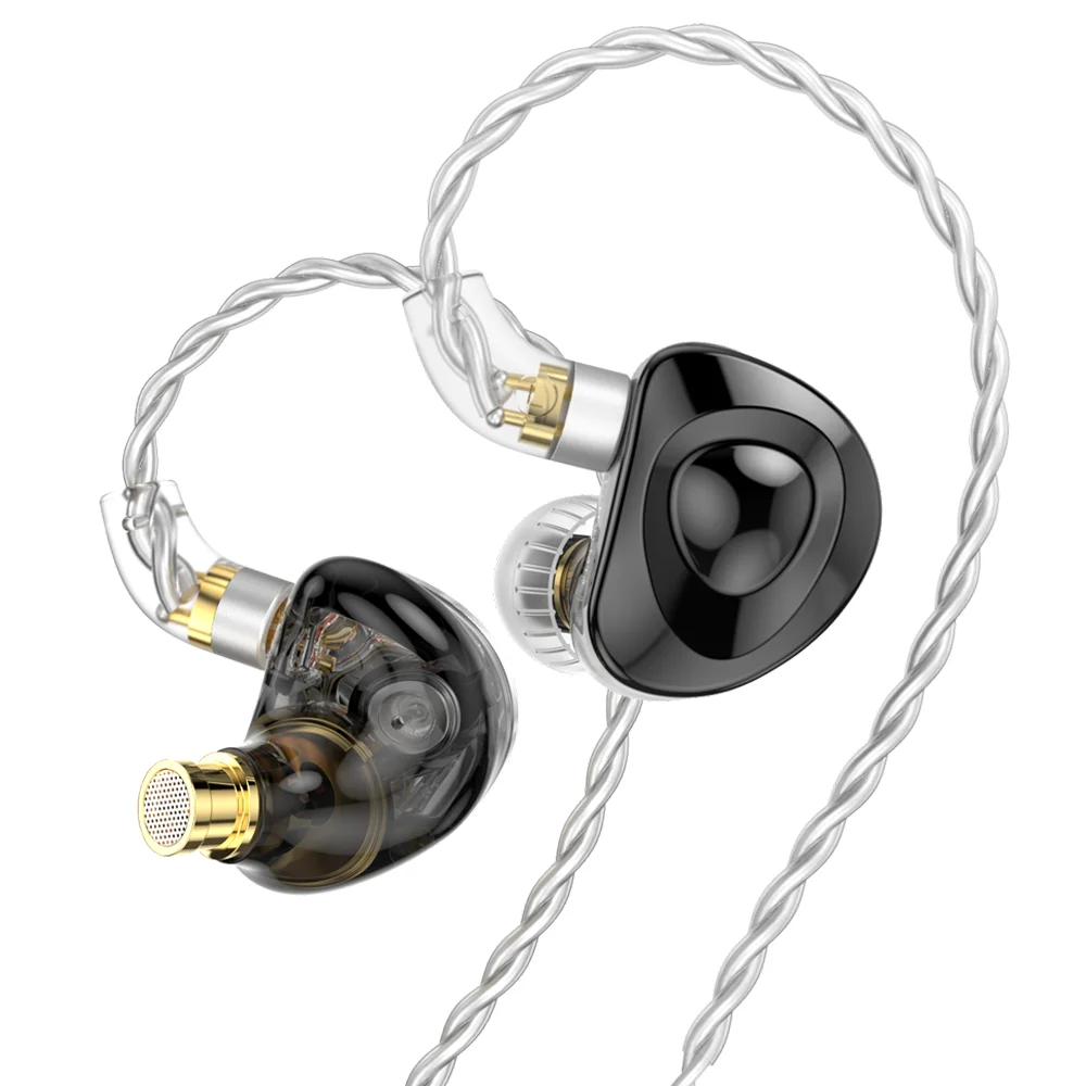 TRN MT4 HiFi Sliver Color Two Driver HiFi Wired Earphones