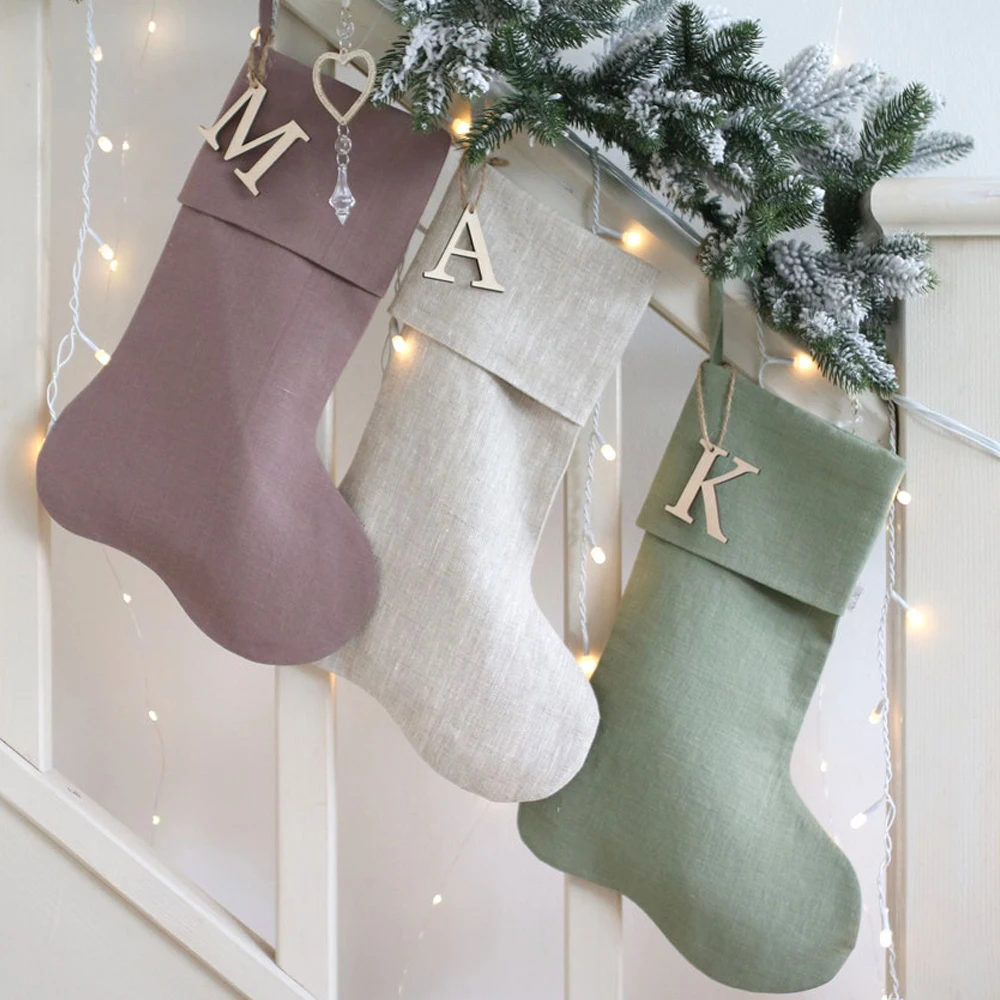 Wholesale Handmade Santa Gift Socks Pure Color Sublimation Christmas Stocking Luxury