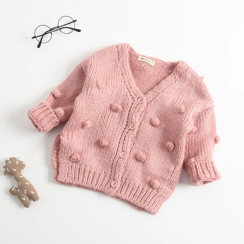 
Fall Spring Knitted Baby Girls cotton soft solid sweater cardigan 