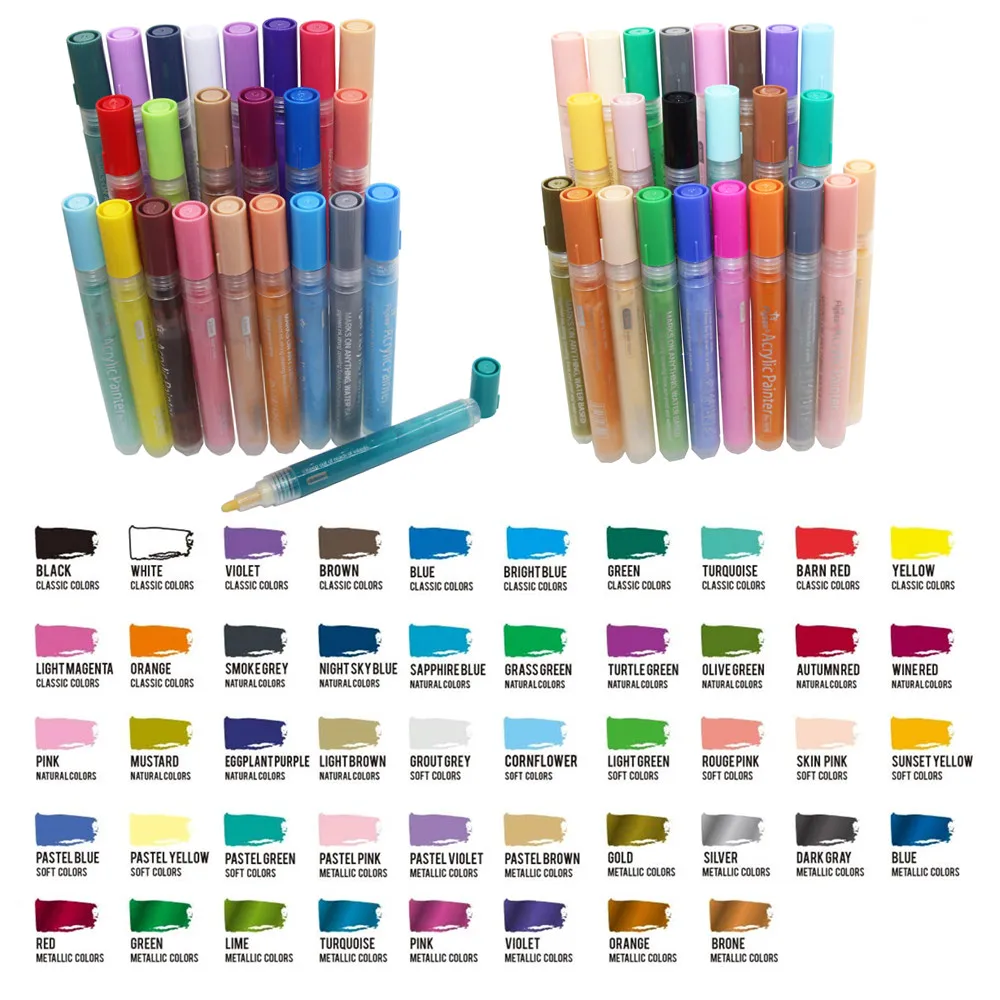 48 colors Ideal for Rock Wood Metal Plastic Glass Canvas Ceramic acrylic paint markers pen