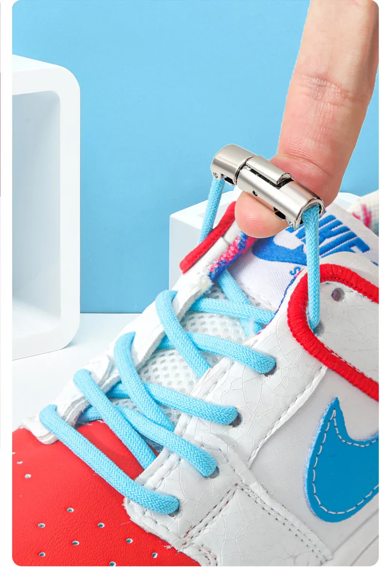 High Quality New No tie Shoelaces Round Elastic Shoe Laces For Kids and Adult Sneakers Shoelace Quick Easy lock Shoelaces