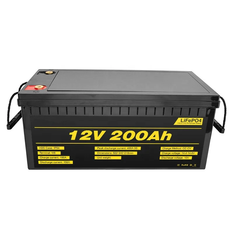 High Quality Deep Cycle 12V 200Ah Lifepo4 Lithium Iron Battery for solar energy system