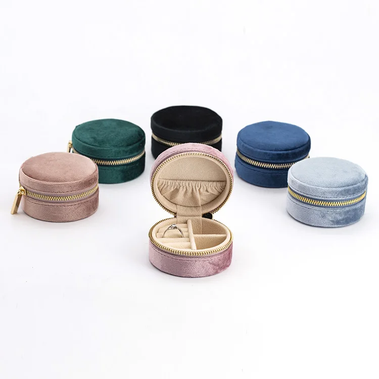 Custom Small Velvet Travel Jewelry Box in Vegan Leather Portable Luxury Jewelry Case for Bridesmaids