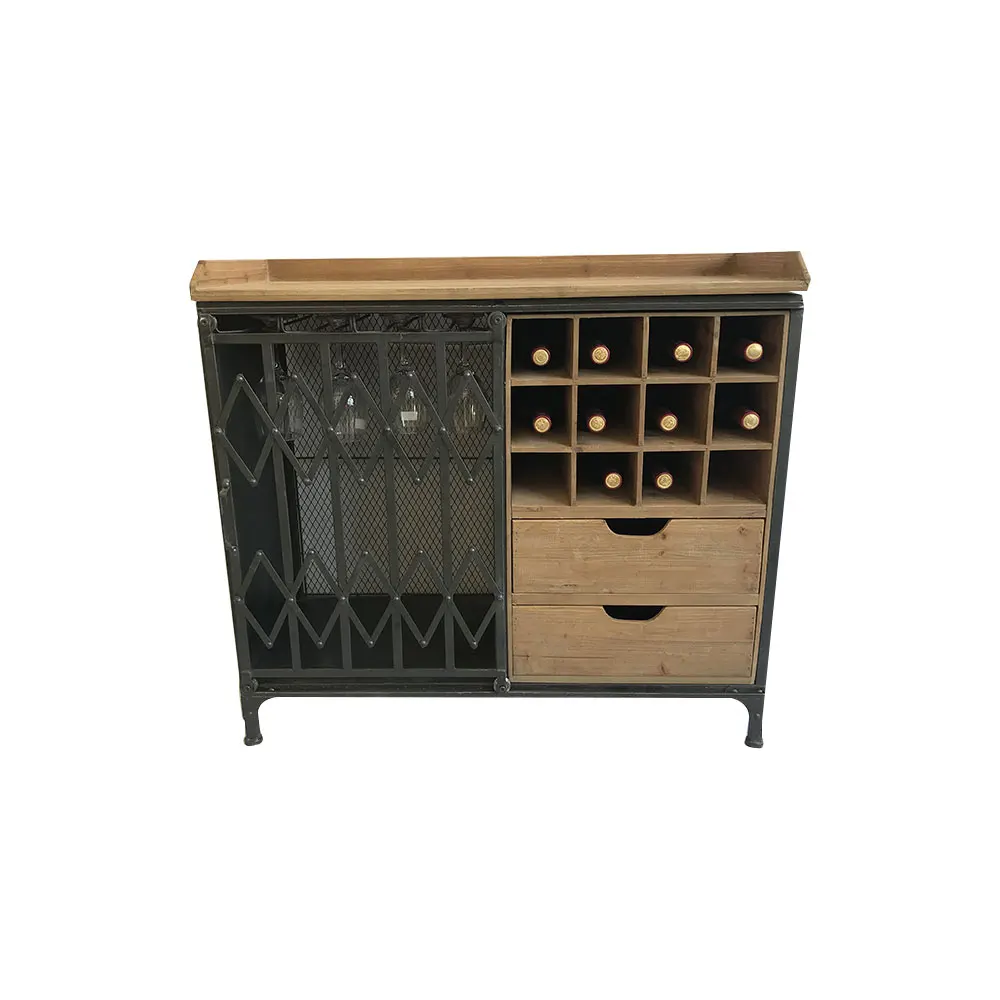 
Винтажный промышленный винный шкаф TH9A136 с металлической рамой 
