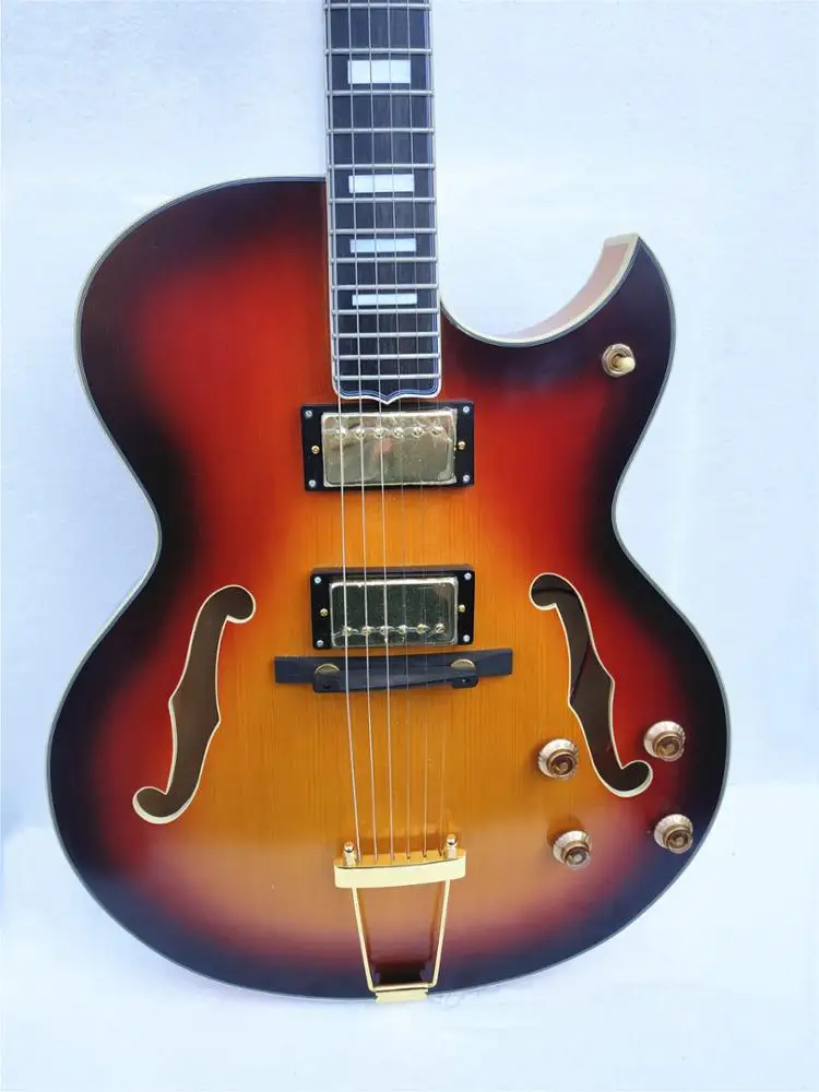 2019 Wholesale Musoo Brand  Electric Jazz Guitar with Spruce Top and Binding Body