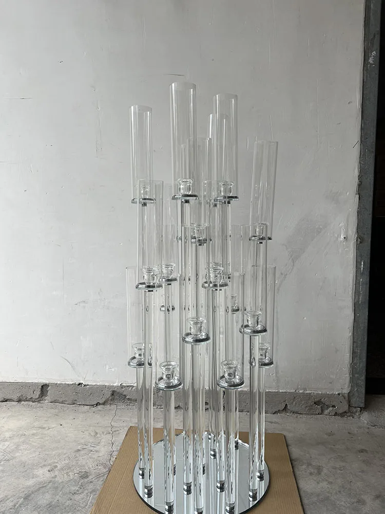 MH-TZ0571 20 Arms glass vase tube candle holder Tall Crystal Candelabra For Wedding Home Decoration candelabra