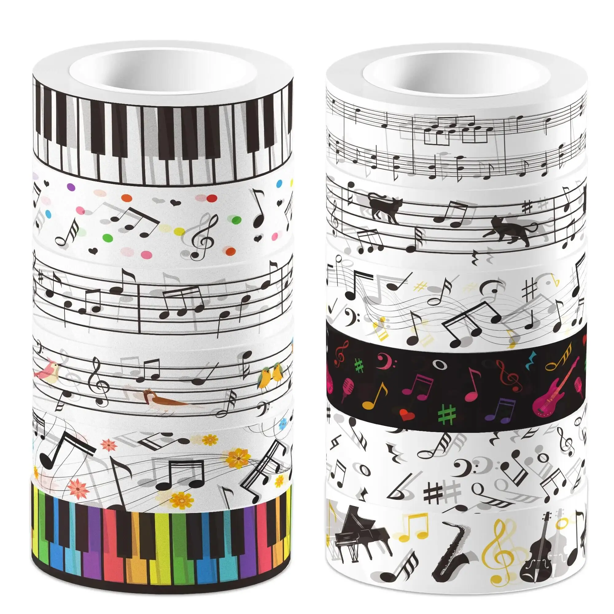 Music Note Masking Tape Paper Sticker Black White Washi Tape for Bullet Scrapbook Gift Wrapping DIY Craft