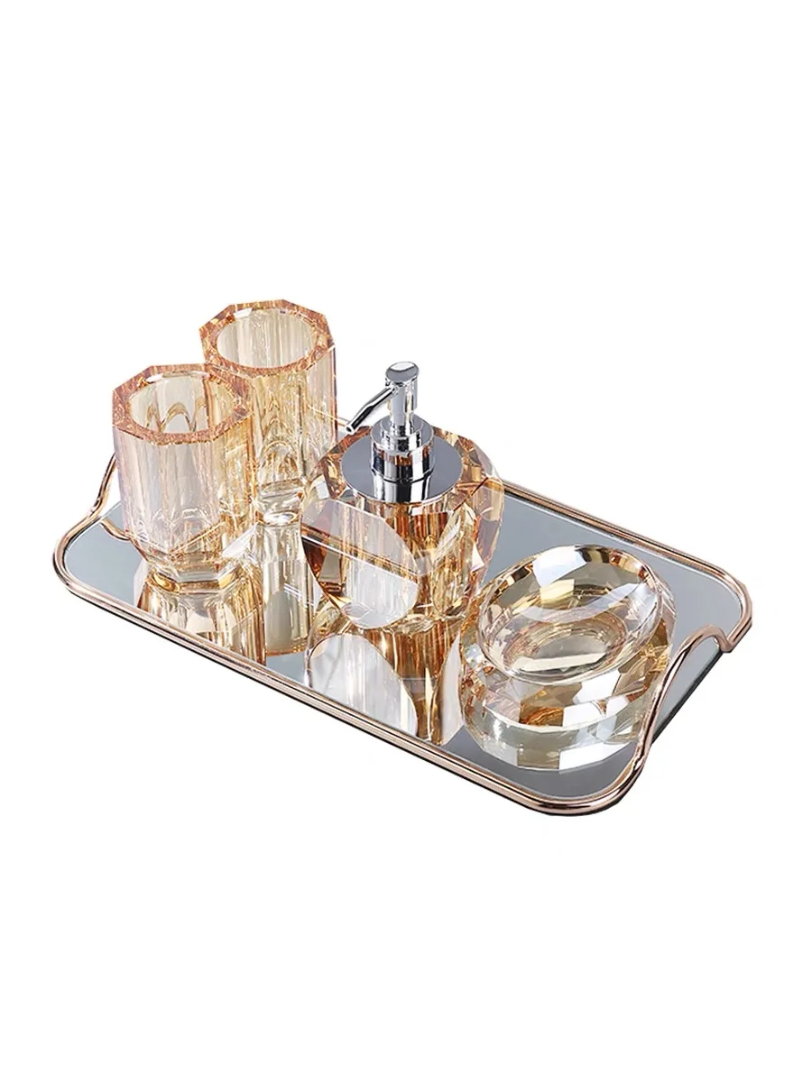 Light Luxury Soap Dispenser High-end Crystal Glass Shampoo Bottle Shower Soap Dispenser Bathroom Washing Set