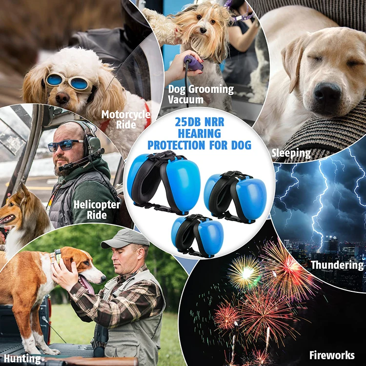 25db Dog Earmuffs  Blue Dog Ear Muffs for Noise Protection for Dogs from Thunder, Fireworks, Vacuums Noise Cancelling Headphones