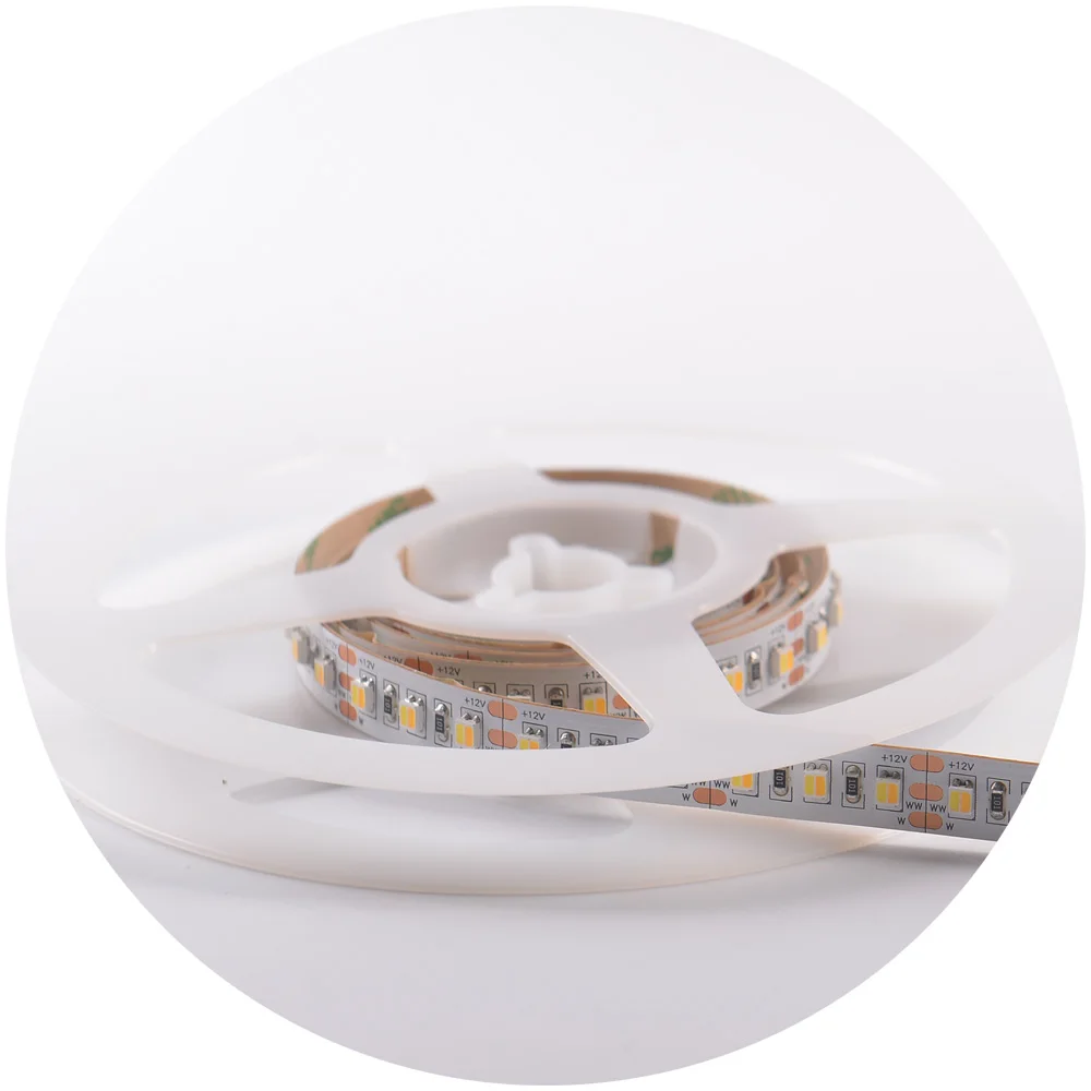 flexible dural color 2700-6500K 2in1 smd2835 120leds/m DC12V DC24V led strip cct for cabinet light