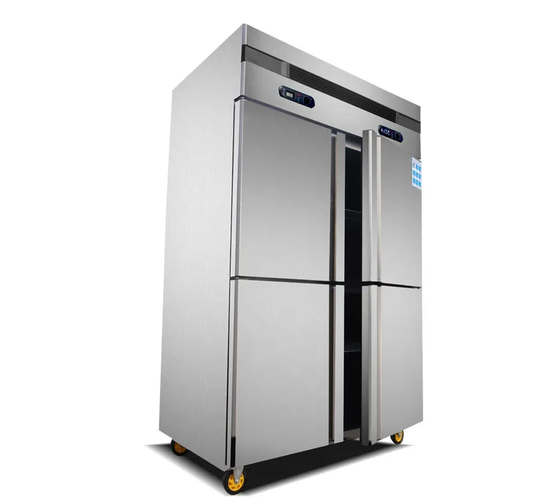 2022 Роскошные коммерческий 4 двери Вертикальный нержавеющая сталь refrigerationequipment двойной температуры