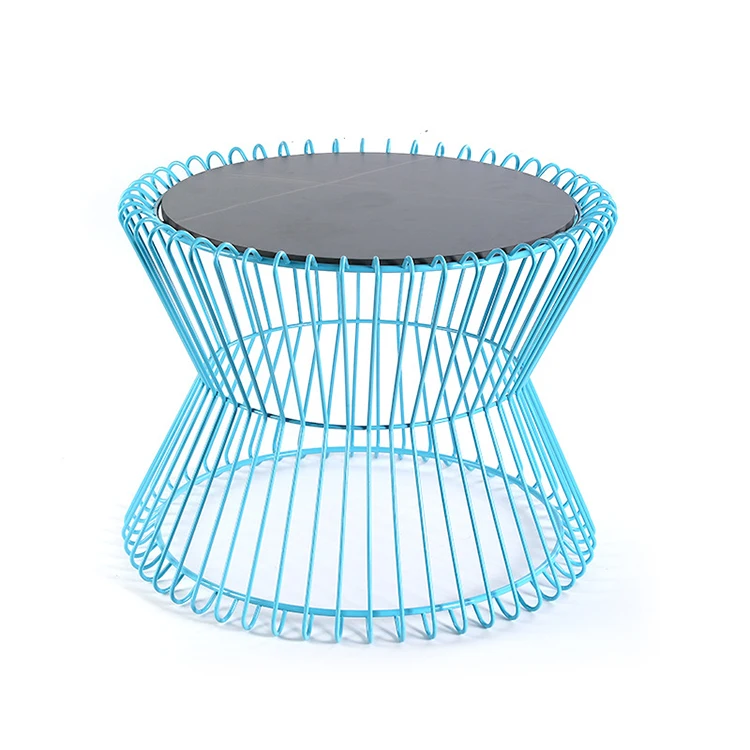 Wholesale modern living room side table porch iron wire corner table high temperature paint iron coffee table