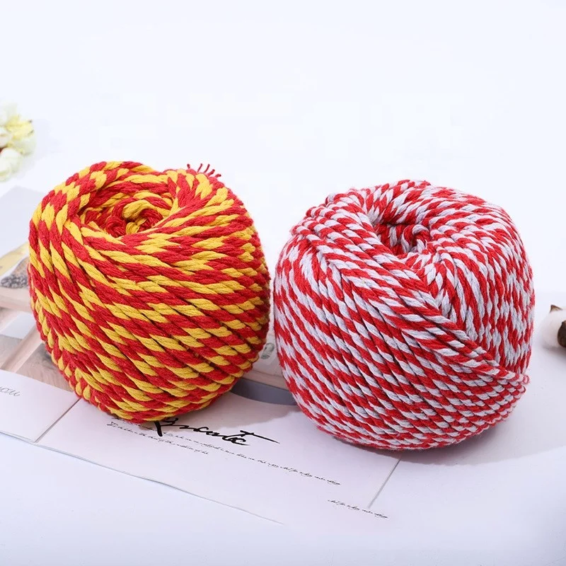 China Multi-Purpose 1mm Cotton Twisted Rope For Wall Hanging Crafts Creative DIY Macrame Braided Cord With 3 Strands Soft Twine
