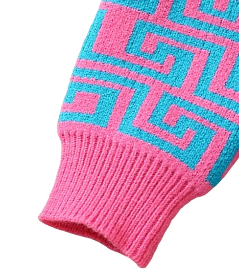 Young Girl Casual All-Over Print Rose Cardigan Half Skirt Knit Suit Solid Pattern