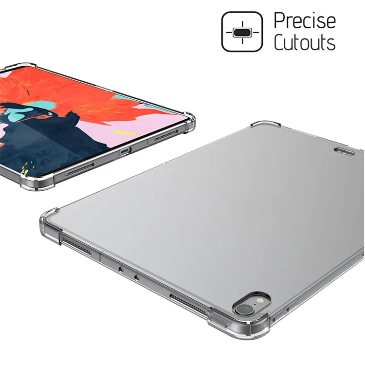 Colorful clear Shockproof Four Corners Drop-Resistant Flexible Soft Transparent Clear TPU Tablet case for ipad