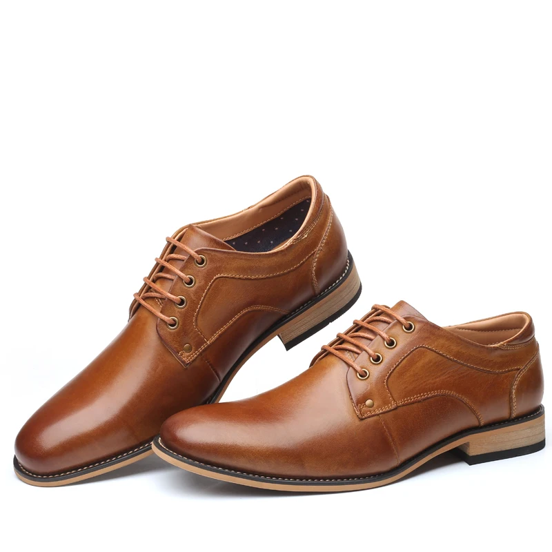 Handmade High Quality Large Size Lace Up Classic Genuine Leather Oxford Formal Dress Shoes For Men