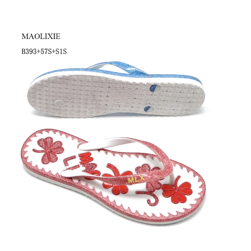 Custom logo promotional fashion wholesale private label flip flops plastic girls flat slippers for women