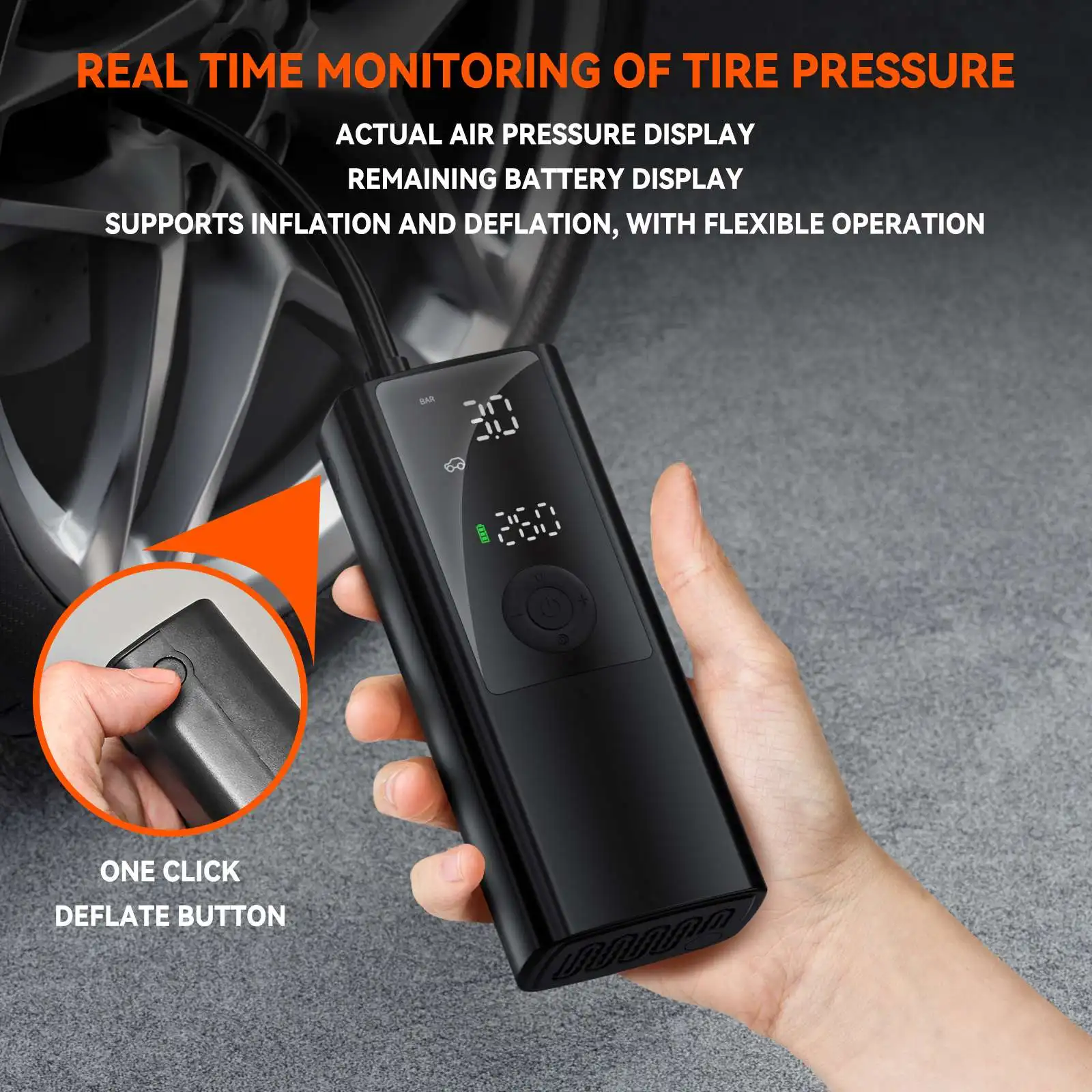 Wireless Tire 120psi Tire Inflator Portable Air Compressor Charging Electric Inflator Car Air Pump for Tire Inflation for Car