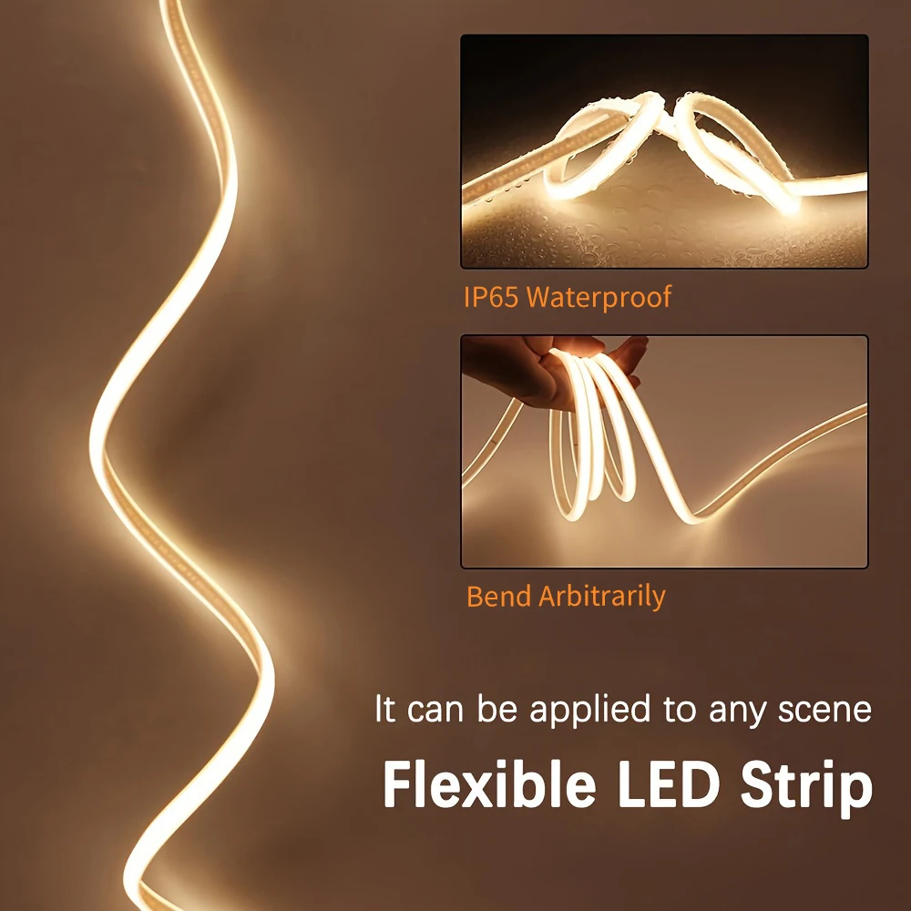 100 meters per roll Super Bright 220V/110V Flexible Strip Ra80 3000K/4000K/6000K Outdoor Waterproof COB LED Strips