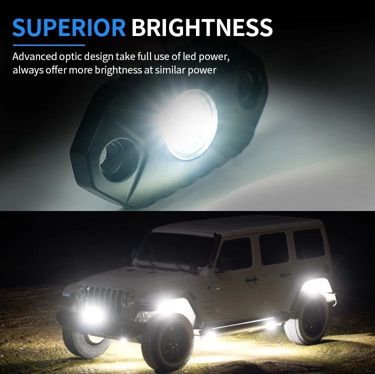 Aurora 2inch Single led Pods color Off Road LED Rock Light car rock lights