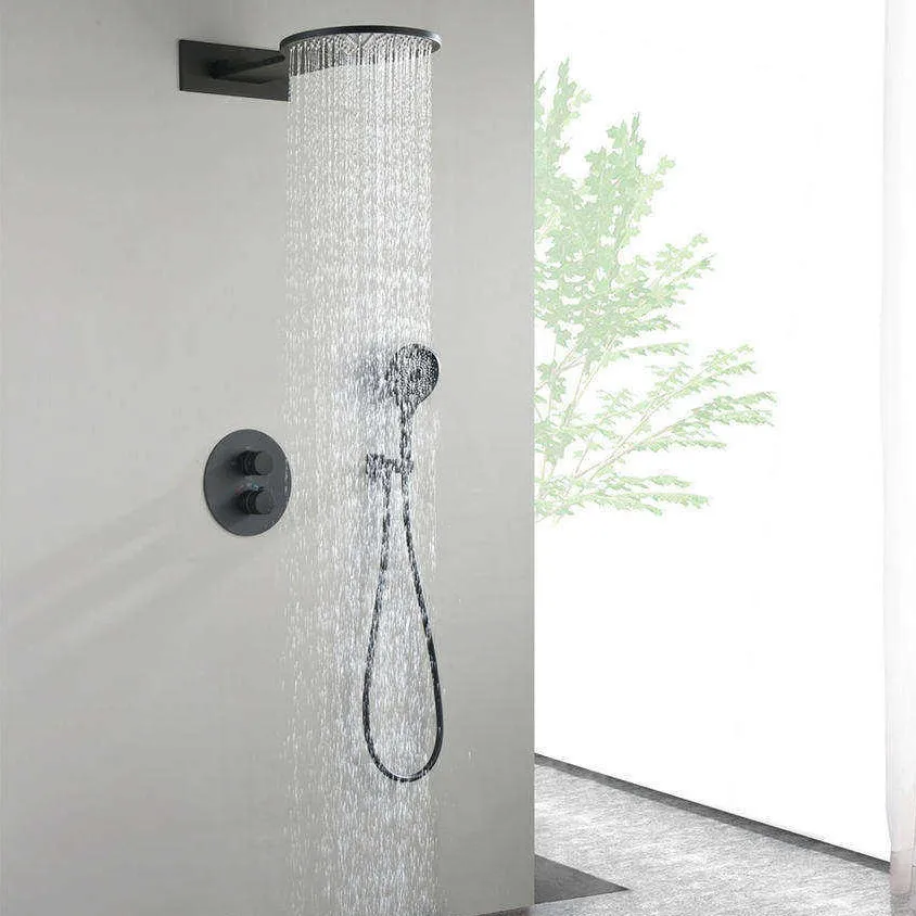 Luxury Head Handheld Brushed Gold Thermostatic Concealed Shower Sets For Bathroom Toilet Bathing