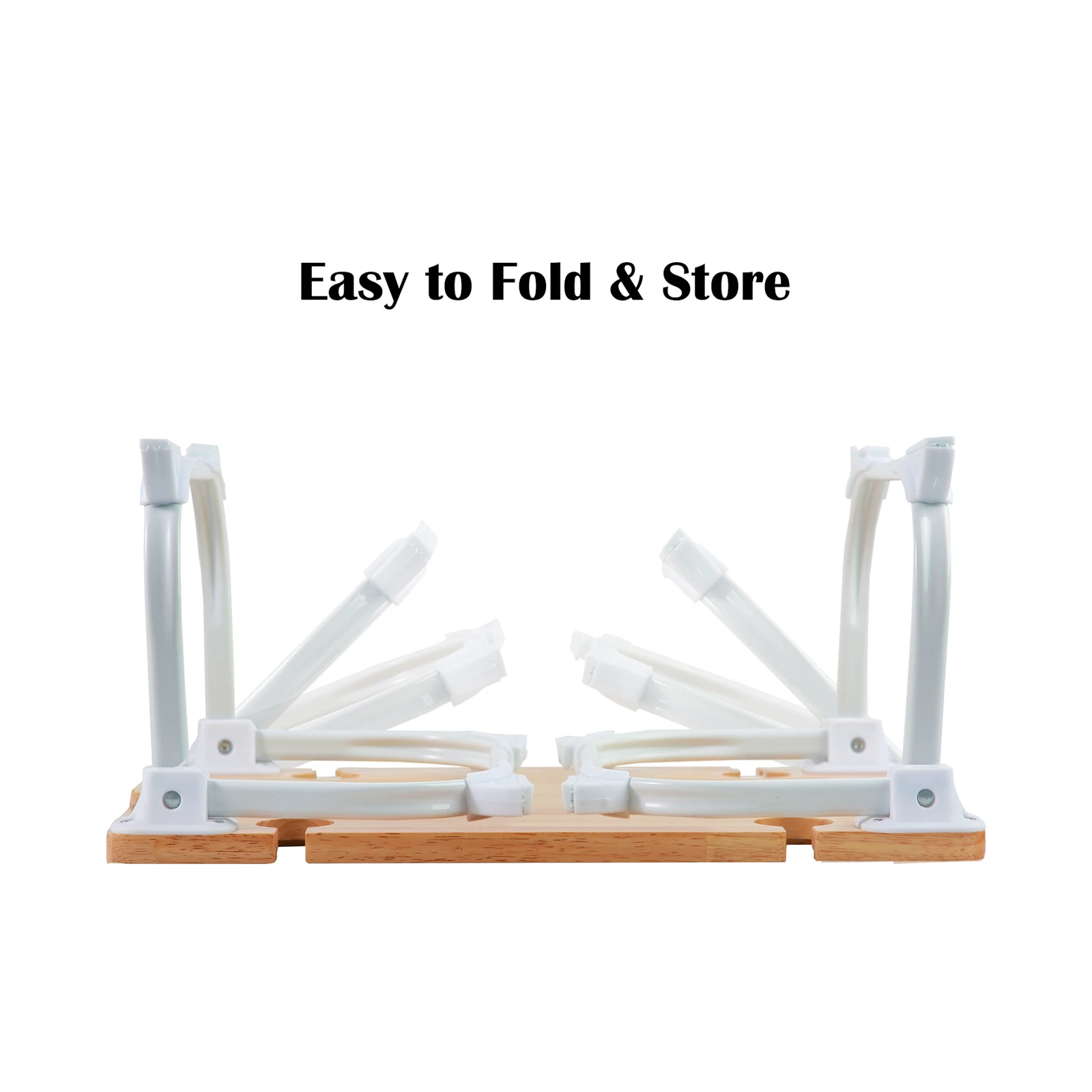 XH Foldable Picnic wine table with bottle holder, Portable beech table for outdoor camping, Wood bed tray with cup holder