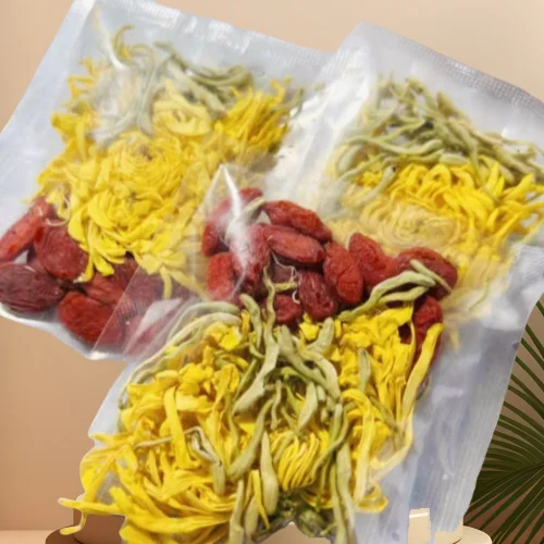 Organic Chinese Honeysuckle, Goji Berry, and Chrysanthemum Herbal Tea Bag Natural Edible Herbs, Health-Promoting Tea