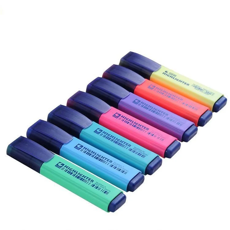 New High Quality Office Stationery Student Highlighting Marking Fluorescent Pen Multi Color Axe Shaped Pen Head Highlighter