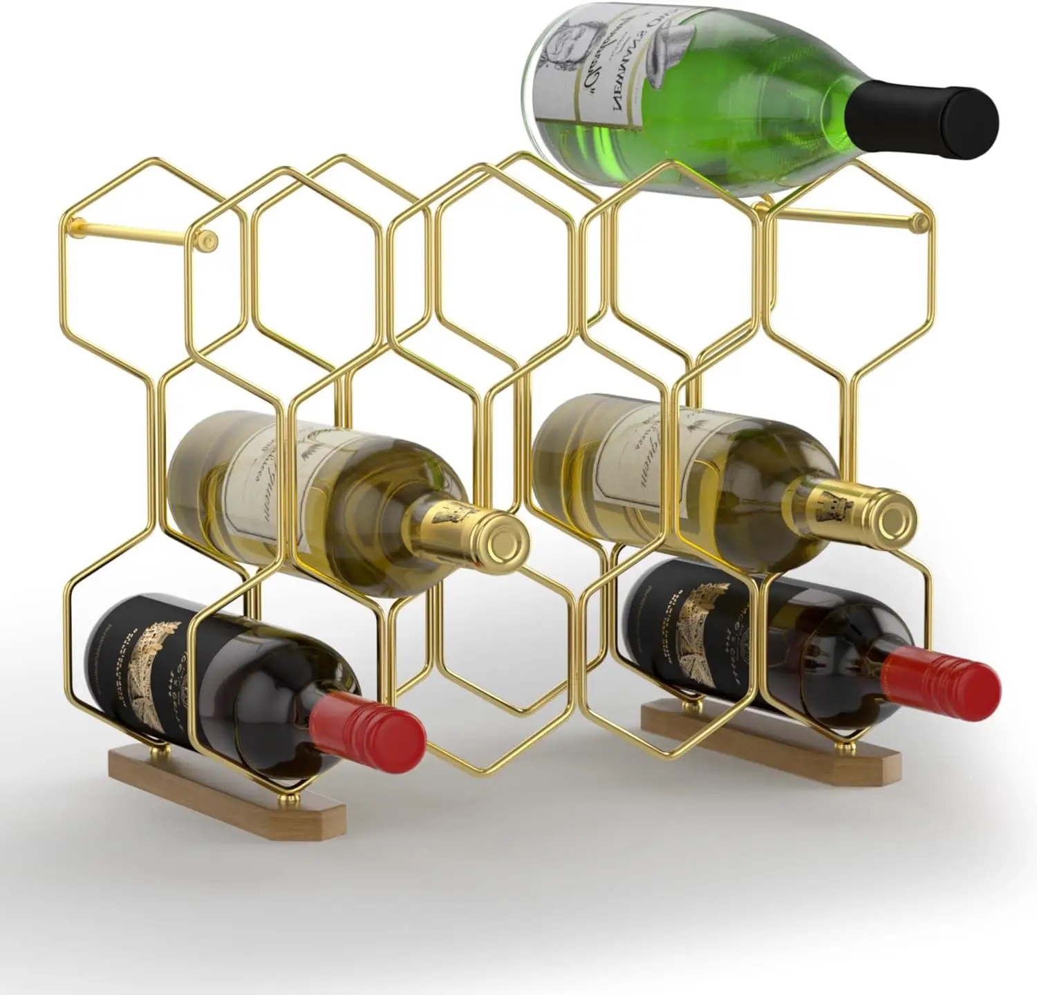 Countertop Wine Rack with Wood Base counter hanging metal wine bottle display shelf holder rack