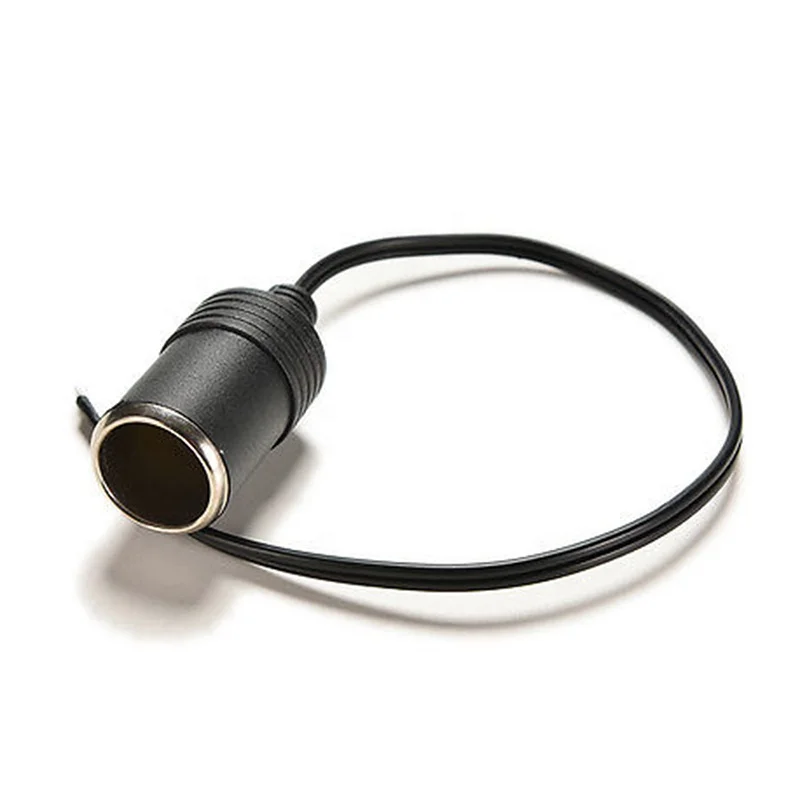 12V 5A Female Car Cigar Cigarette Lighter Socket Adapter Cable 30cm - Black