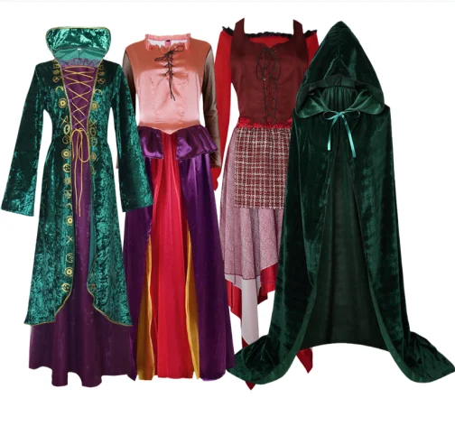 Movie Hocus Pocus Winifred Cosplay Costume Witch Medieval Retro Dress Uniform Halloween Party Cosplay Carnival Outfits