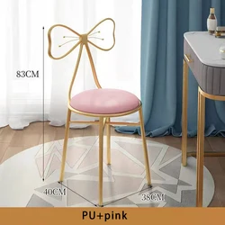 Pink Make Up Stool Dressing Table Stool Velvet Dressing Table Chair With Bow Knot Backrest