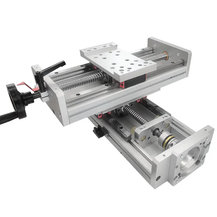 Precision guide rail ball screw Single Slider linear guide rail Manual sliding table  XY cross sliding table LYKR150-3RD-500mm