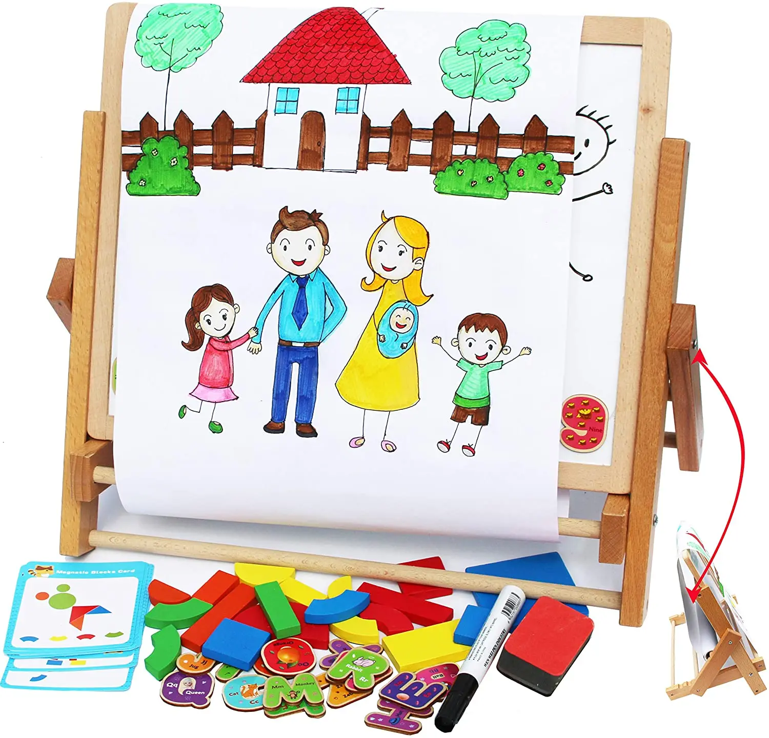 Wooden Hexagon Puzzle for Kid Adults - Shape Pattern Block Tangram Brain Teaser Toy Geometry Logic IQ Game