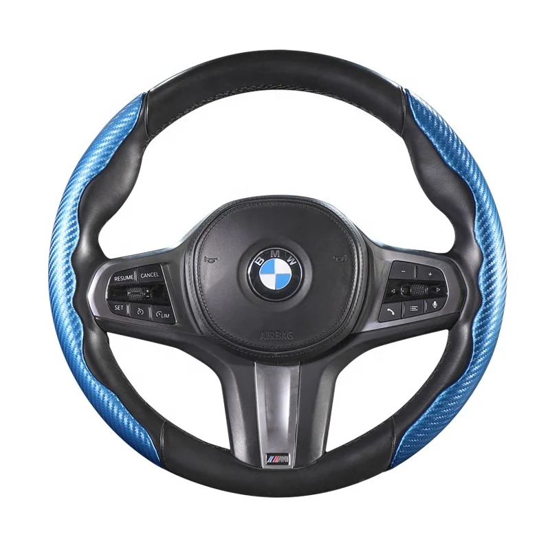 Car interior accessories manufactory direct deal carbon fiber steering wheel cover anti slip comfortable steering wheel cover