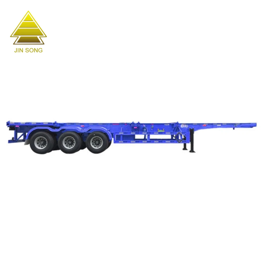 Manufacturer Tri-Axle 20/40 foot Flatbed Cargo Container Skeleton/Skeletal Semi Truck Trailer