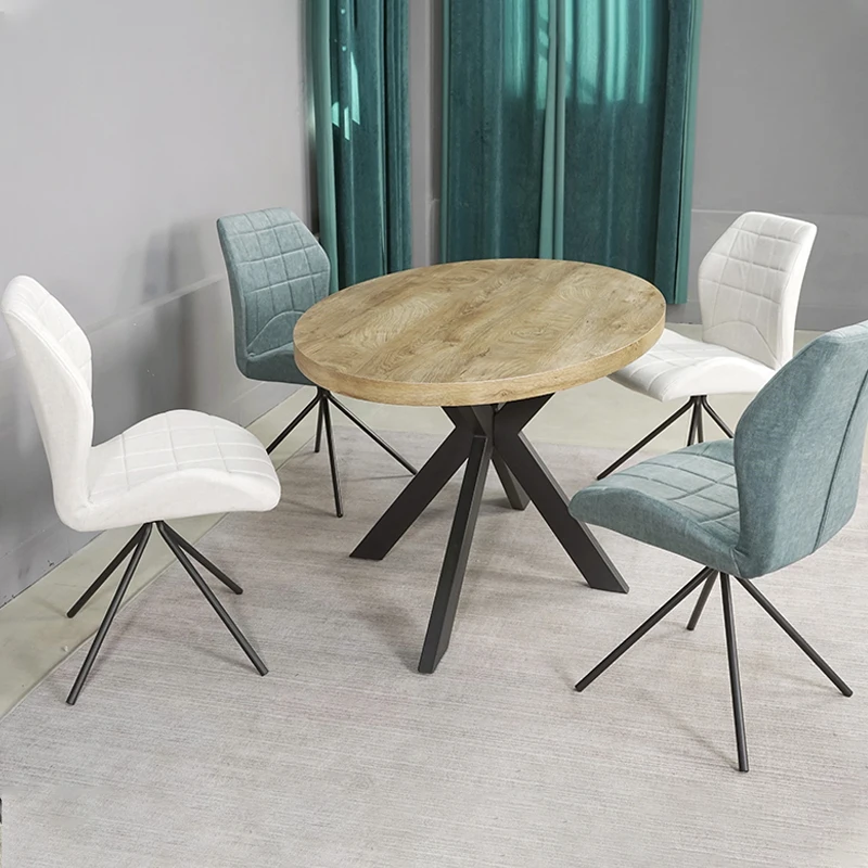 Oval Shape Mango Wood Dining Table Set Solid Wood Industrial Style  High Quality 8-seater Dining Table Set Luxury