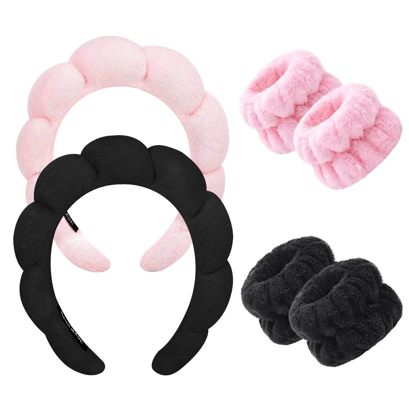 Customization Sponge Headbands & Wristband Set  Makeup Headband Set for Washing Face Soft Towel Hair Band