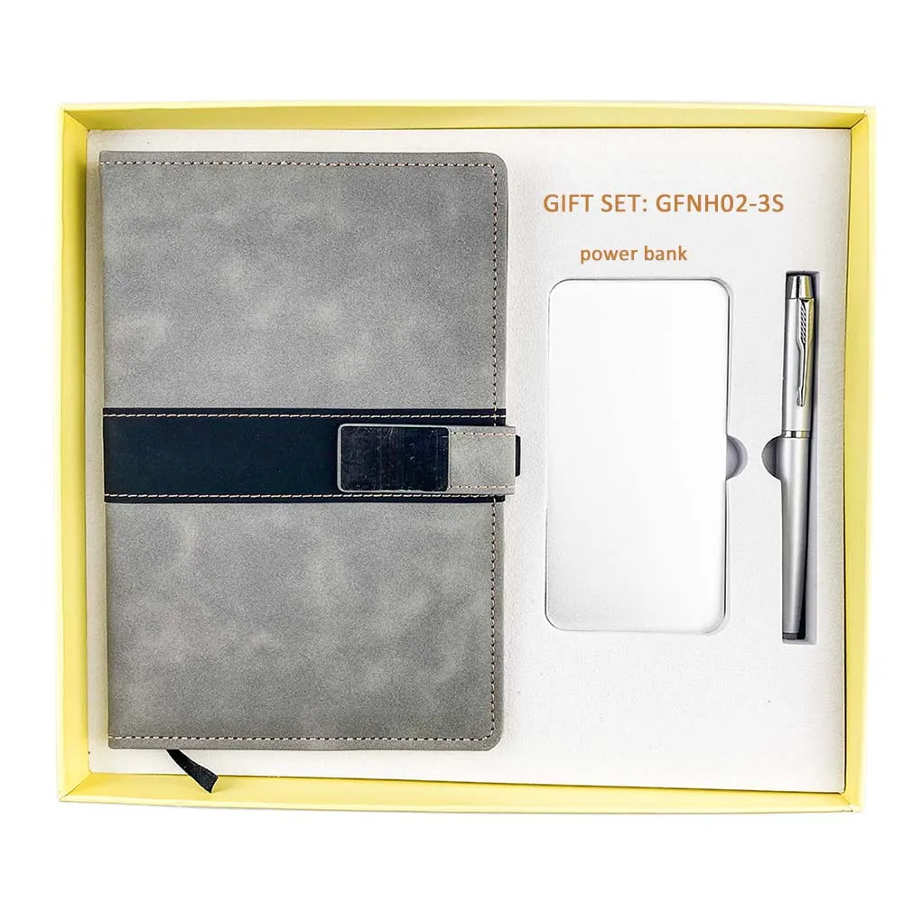 Innovative products 2022 LOW MOQ mini power bank  notebook-and-pen-gift-set 3 in 1 gift set office products
