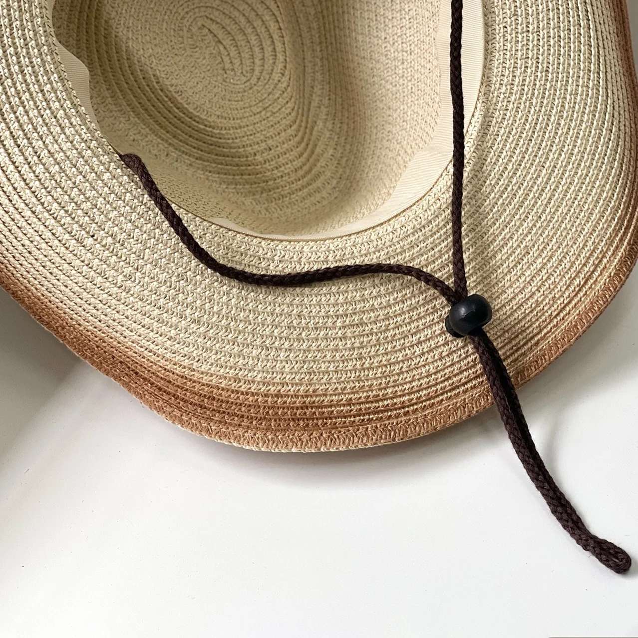 Custom Logo Classic Outback Tea Stain Cowboy Hat Summer UV Protection Outdoor Wide Brim Gradient Panama Straw Hats For Women