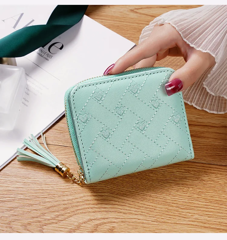 Cheap popular fashion vintage mini simple cards holder plain pu leather small card purse women lady durable wallet