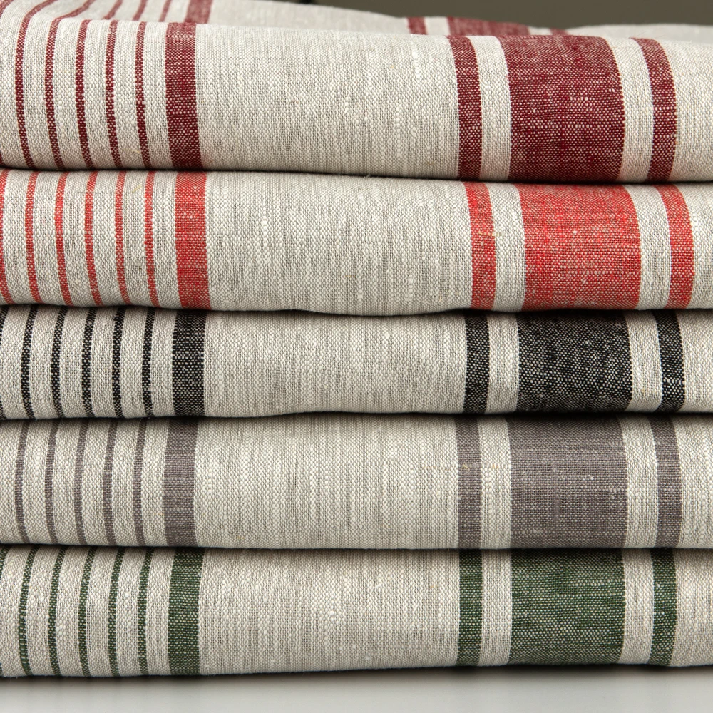 265 GSM 100% льняная тканая пряжа окрашенная не размягченная ткань оптом рулон ткани для одежды дышащая ткань