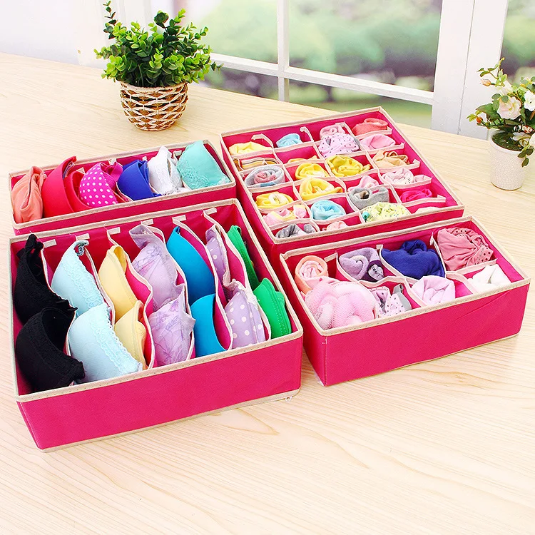 Fabric Closet Underwear Organizer Socks Drawer Divider 4 Set