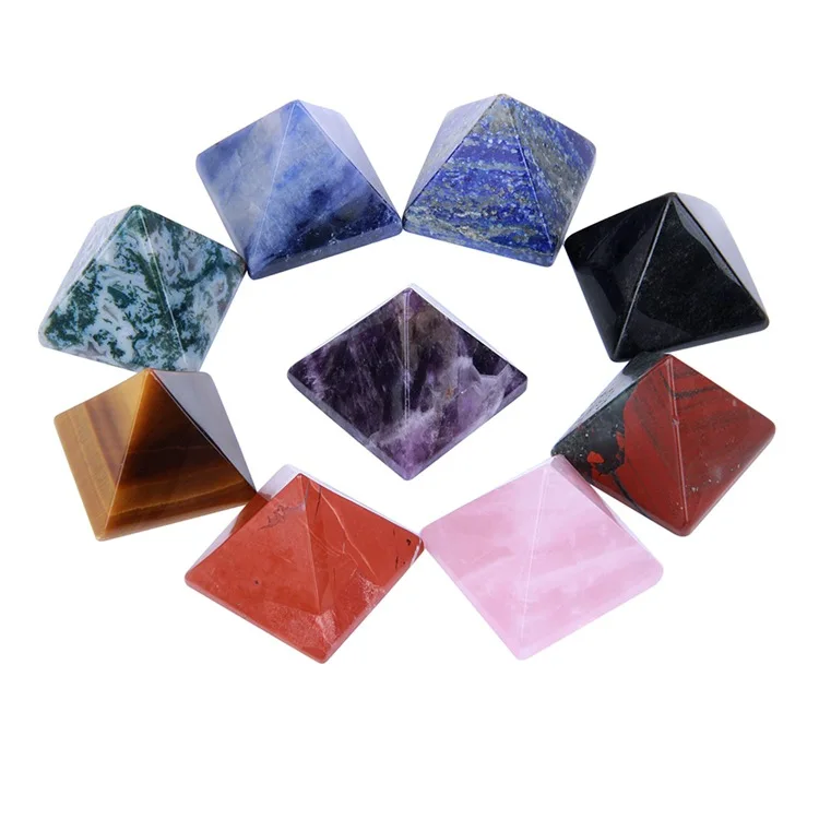 Manufacturers Wholesale Semi-precious Stone 25MM Tiger Eye Energy Pyramid Gemstone Crafts Decoration